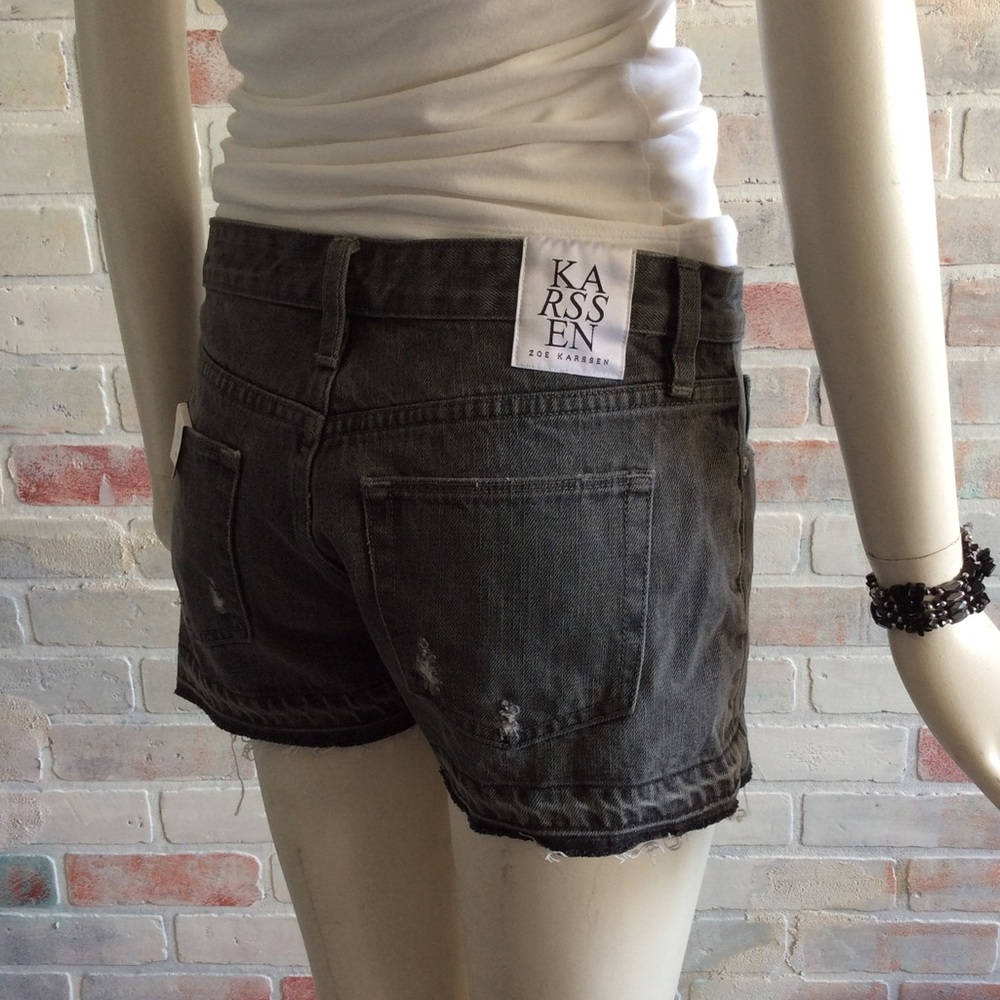 Zoe Karssen Black Distressed Denim Shorts NWT
